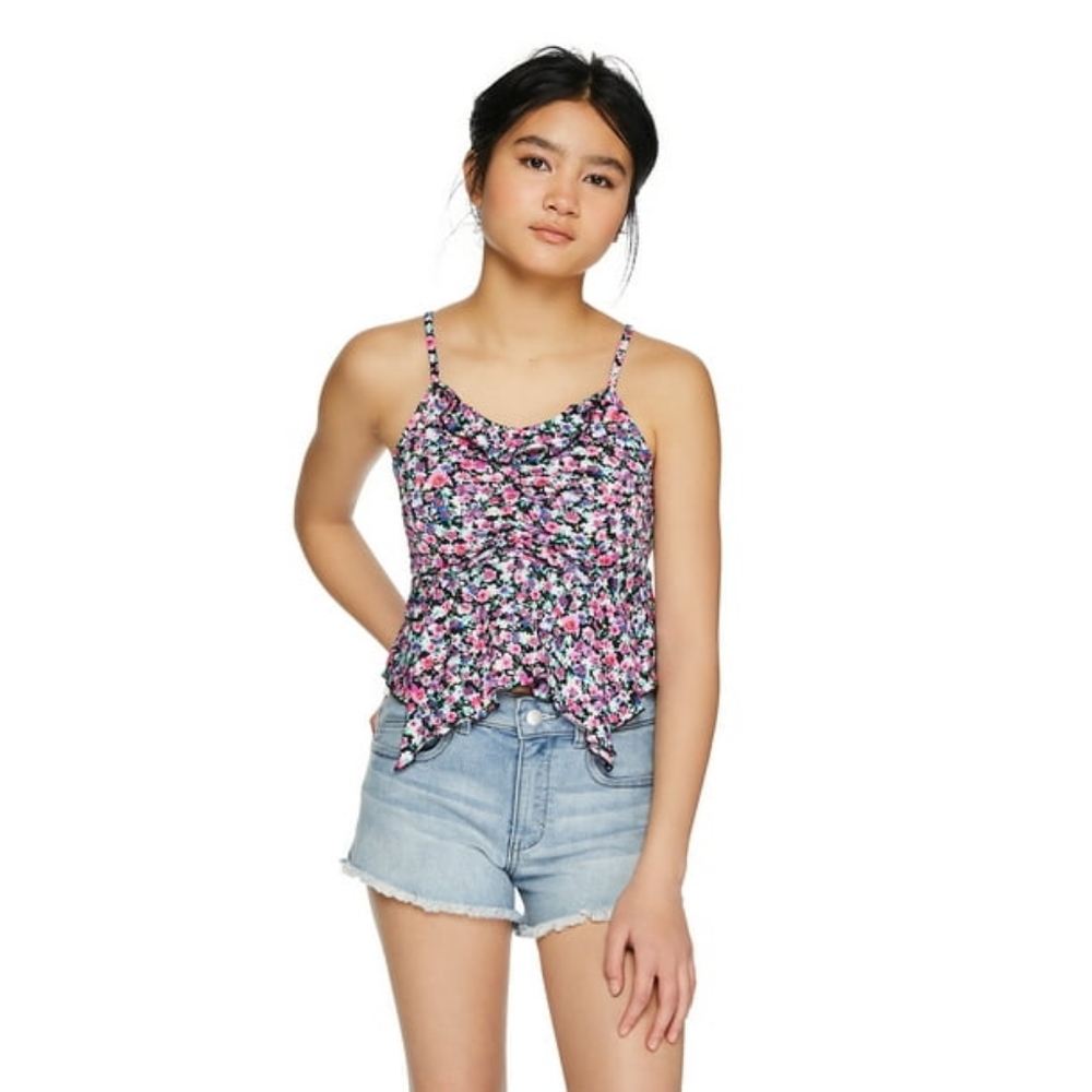 Nwt My Sisters Fashion Girls Asymmetric Hem Ruffle Tank Sz M